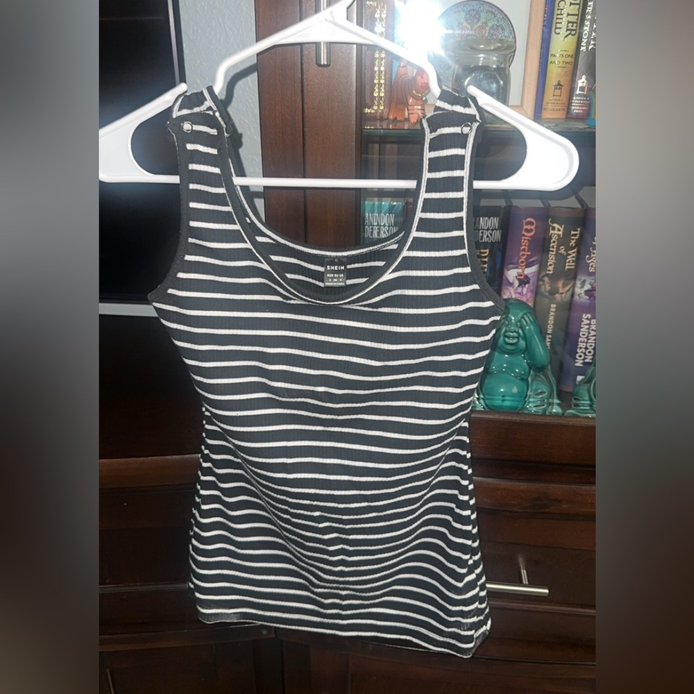 SHEIN Monochrome Striped Nursing Tank Top